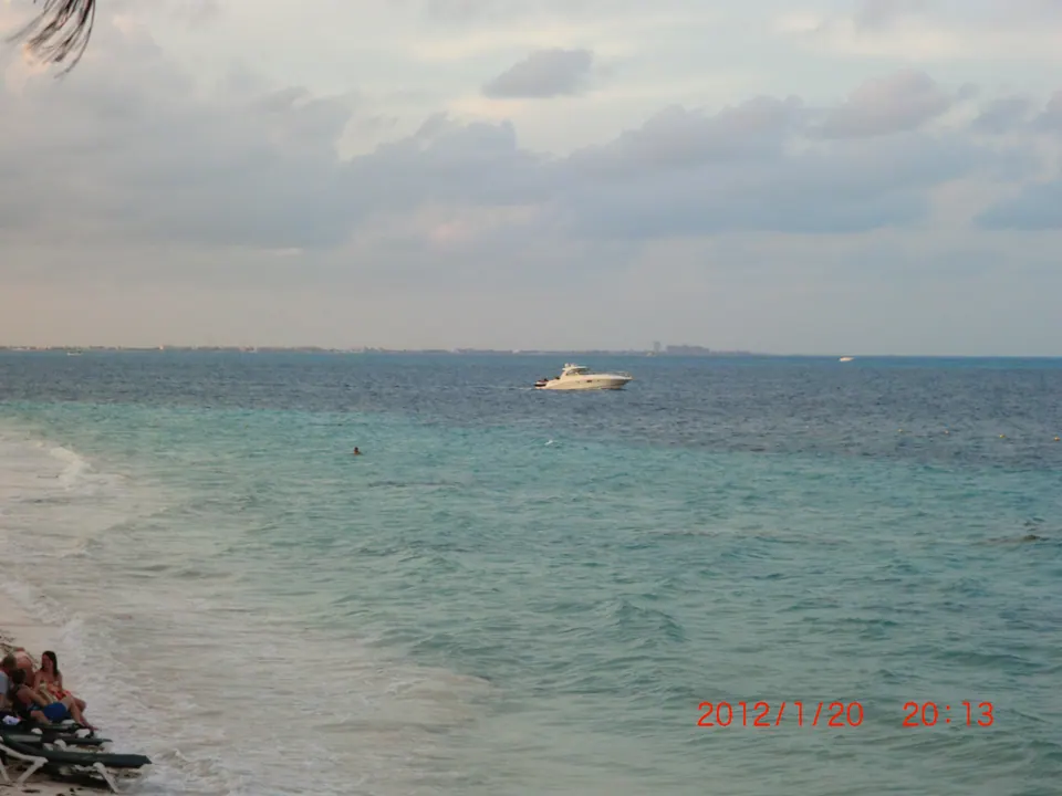 Sea view photographed at Riu Caribe in January 2012; no hotel exterior is shown and the original timestamp remains visible
