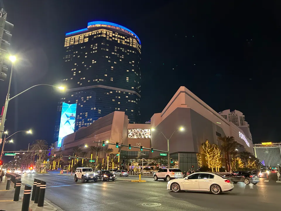 Fontainebleau Las Vegas exterior at night, photographed in January 2024